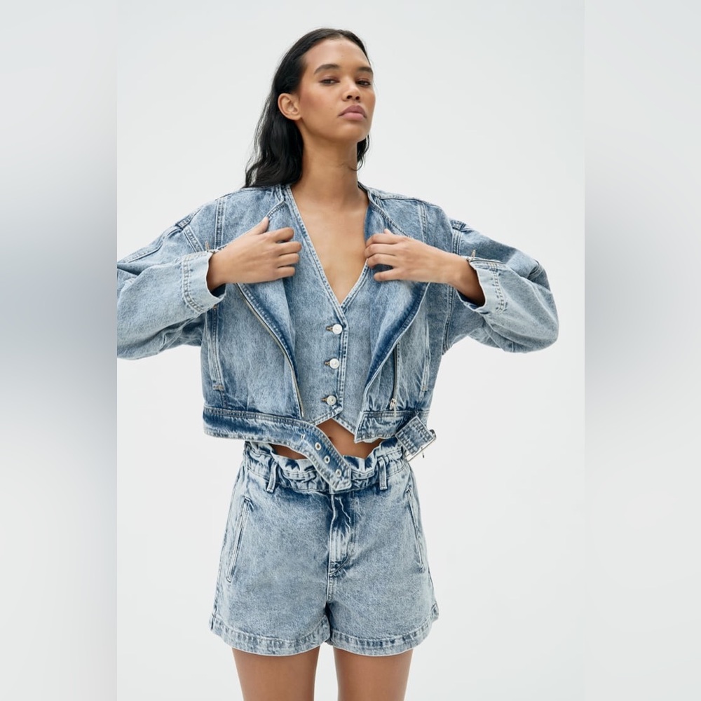 Zara Washed Effect Denim Jacket - Picture 3 of 9